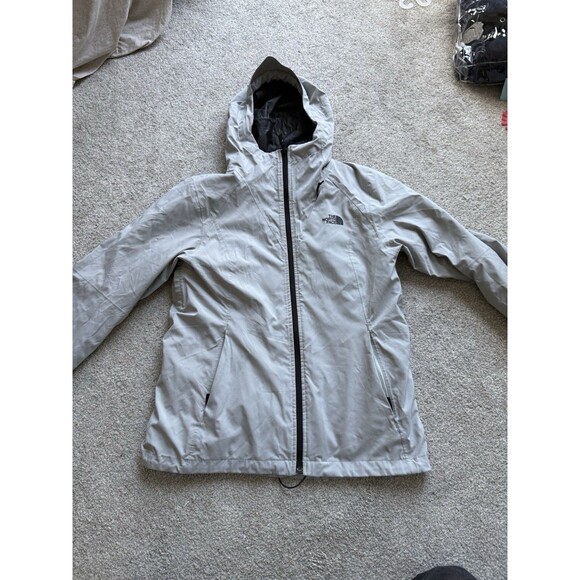The North Face Tri Climate 3-in-1 womens MED light gray black puffer Jacket EUC - Picture 1 of 13